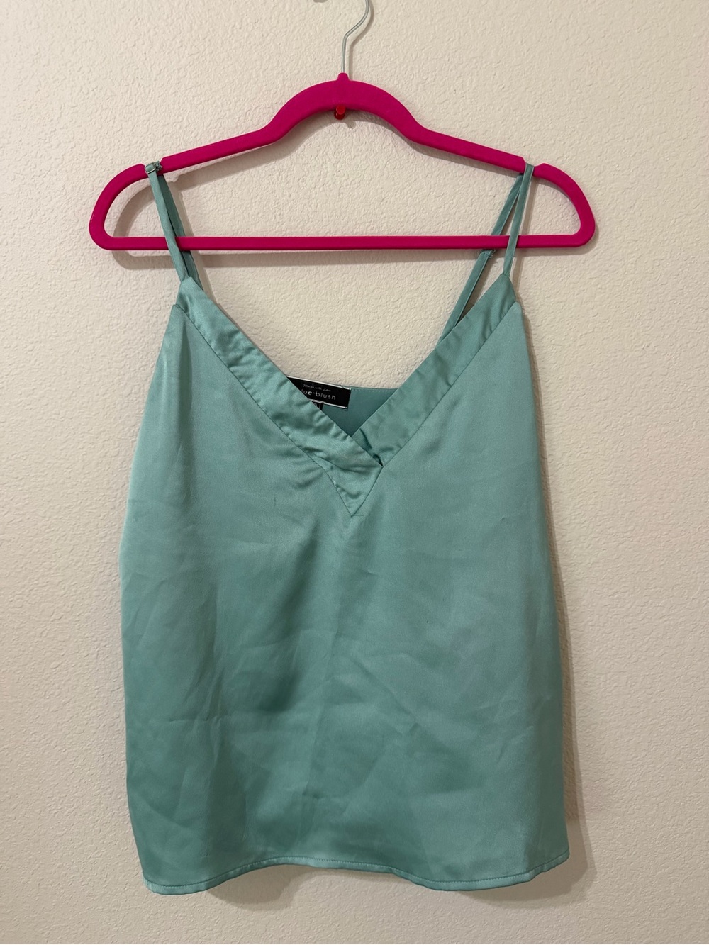 Blue Blush Mint Green Satin V-Neck Cami